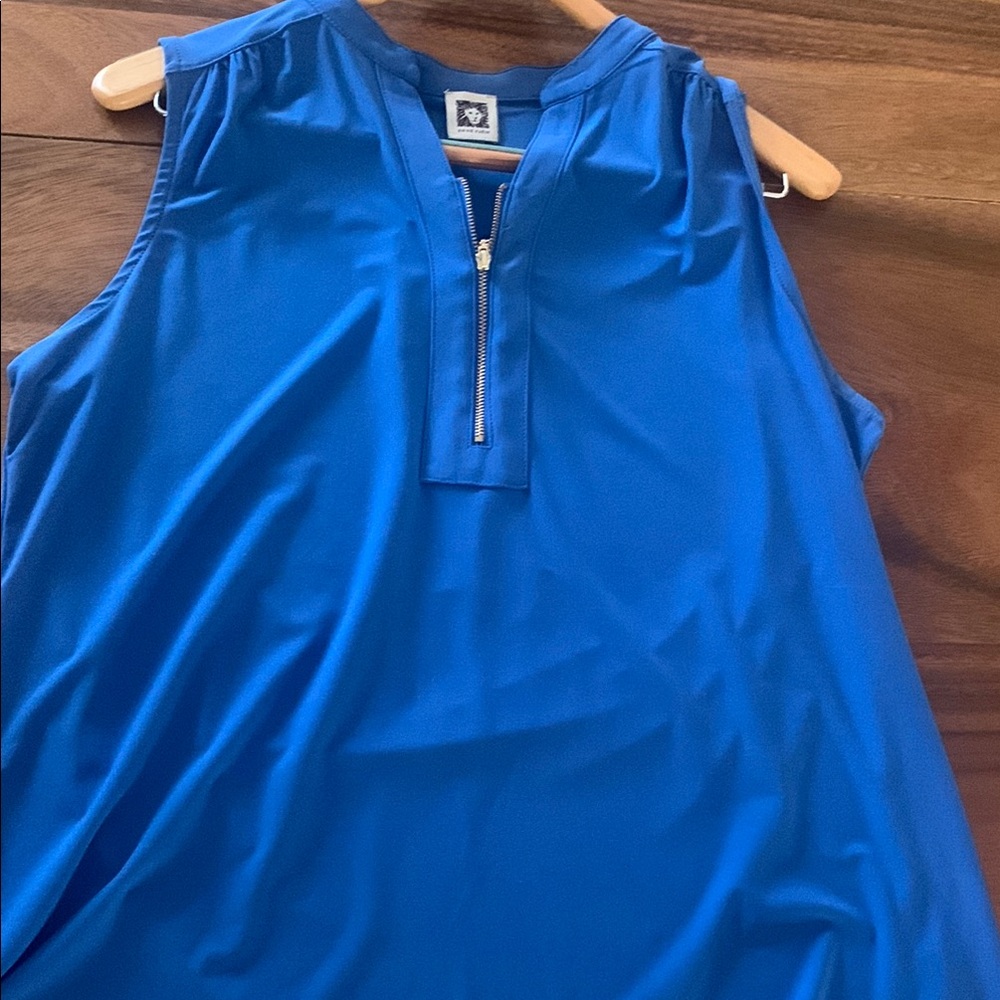 Blue Sleeveless Top with Zipper